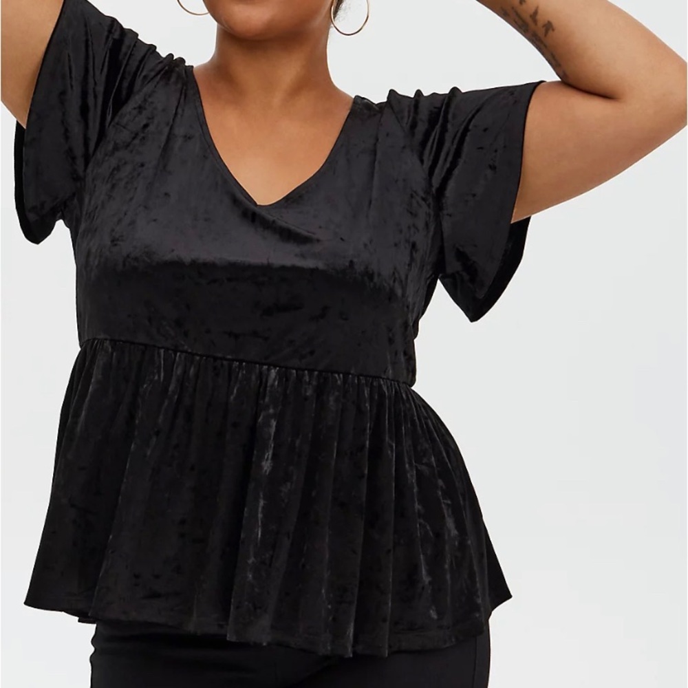Torrid: Size 2x: Black: Velvet Midi Babydoll Top